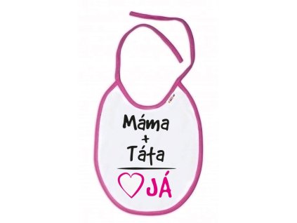 baby nellys nepremokavy podbradnik mama tata 24 x 27 cm ruzovy