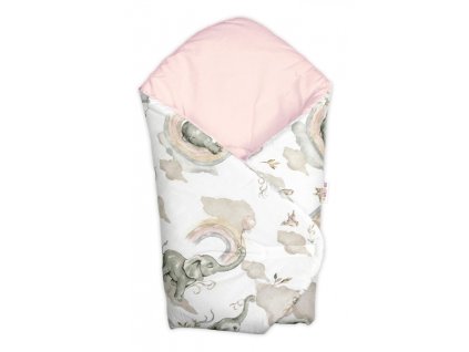 bavlnena novorodenecka zavinovacka slon a duha biela ruzova