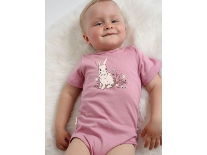 detske body sweet bunny s kratkym rukavom tmava ruzova 4