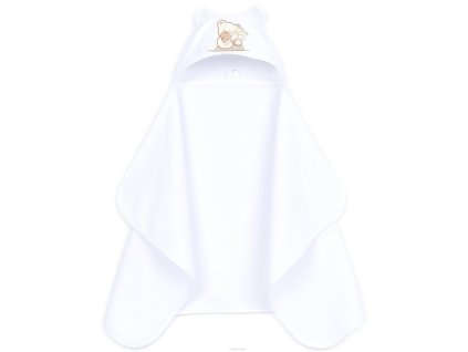 maxi osuska ponco s kapucnou macko so zajcikom 70x120cm biela