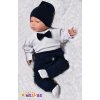 Baby Nellys 3-dílná sada Hubert, body s motýlkem  dl.rukáv, tepláčky a čepička - granát (Velikost 98 (2-3r))