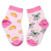 Baby Nellys Bavlněné veselé ponožky Myška a sýr - světle růžová (Velikost 122-128 (6-8r))
