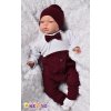 Baby Nellys 3-dílná sada Hubert, body s motýlkem  dl.rukáv, tepláčky a čepička - bordo (Velikost 80 (9-12m))