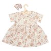 Mušelínové šatičky + čelenka 2-dílná sada Pivoňky, Baby Nellys, smetanové (Velikost 98 (2-3r))