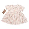 Mušelínové šatičky + čelenka 2-dílná sada Pivoňky, Baby Nellys, smetanové (Velikost 98 (2-3r))