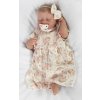 Mušelínové šatičky + čelenka 2-dílná sada Pivoňky, Baby Nellys, smetanové (Velikost 98 (2-3r))