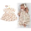 Mušelínové šatičky + čelenka 2-dílná sada Pivoňky, Baby Nellys, smetanové (Velikost 98 (2-3r))