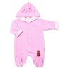Semiškový, velurový overal s kapucí Baby Nellys New Bunny, růžový (Velikost 74 (6-9m))