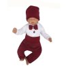 Z&Z 4-dílná soupravička body, tepláčky, čepička a motýlek, bílá/bordó (Velikost 74 (6-9m))
