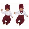 Z&Z 4-dílná soupravička body, tepláčky, čepička a motýlek, bílá/bordó (Velikost 74 (6-9m))