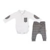 Baby Nellys 2-dílná sada Robert, body s límečkem, kalhoty Baggy - šedé kárko (Velikost 80 (9-12m))