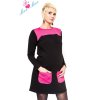 Be MaaMaa Těhotenské šaty/tunika LIZZA dl. rukáv - černá/růžová (Velikost oblečení L/XL)