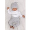 Z&Z 3-dílná soupravička body, tepláčky a čepička Loved  - bílo/šedá (Velikost 56 (1-2m))