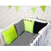 Baby Nellys Polštářkový mantinel s povlečením - trojúhelníčky, černá/zelená (Velikost povlečení 120x90)