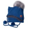 Zimní čepice s fleecem a chlupáčková bambule Star + komínek - granát (Velikost 98-104 (2-4r))