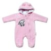 Baby Nellys Chlupáčkový overálek s kapucí, Cute Bunny - světle růžový (Velikost 68 (3-6m))