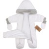 Z&Z Zimní prošívaná kombinéza s kožešinou a kapucí + rukavičky - bílá (Velikost 74 (6-9m))