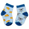 Baby Nellys Bavlněné veselé ponožky Myška a sýr - světle modré (Velikost 122-128 (6-8r))