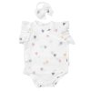 Zavinovací body, kraťasky + čelenka, mušelín, Srdíčko, Baby Nellys, smetanové (Velikost 86 (12-18m))