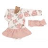 Z&Z 2-dílná sada sukničkobody s květy + čelenka - starorůžová (Velikost 68 (3-6m))