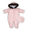 Kombinéza s kapucí a kožíškem Baby Nellys ®prošívaná - sv. růžová (Velikost 68 (3-6m))