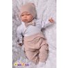 Baby Nellys 3-dílná sada Hubert, body s motýlkem  dl.rukáv, tepláčky a čepička - béžový (Velikost 86 (12-18m))