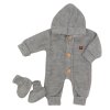Z&Z Dětský pletený overálek s kapucí + botičky, šedý (Velikost 86 (12-18m))