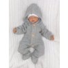 Z&Z Dětský pletený overálek s kapucí + botičky, šedý (Velikost 86 (12-18m))