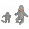Z&Z Dětský pletený overálek s kapucí + botičky, šedý (Velikost 86 (12-18m))