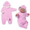 Semiškový, velurový overal s kapucí Baby Nellys Bunny II., růžový (Velikost 74 (6-9m))