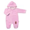 Semiškový, velurový overal s kapucí Baby Nellys Bunny II., růžový (Velikost 74 (6-9m))