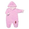 Semiškový, velurový overal s kapucí Baby Nellys Bunny II., růžový (Velikost 74 (6-9m))