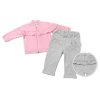 BABY NELLYS Dětská tepláková souprava s volánkem SWEET LADY - růžová, šedá, (Velikost 62 (2-3m))