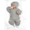 Rastúci pletený zavinovací svetrík, nohavice a čiapky, 3D - šedá (Velikost 56/62)