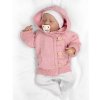 Rastúci pletený svetrík s kapucňou, zapínanie gombíkmi - púdr. růžový (Velikost 56/62)
