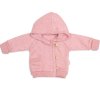 Rastúci pletený svetrík s kapucňou, zapínanie gombíkmi - púdr. růžový (Velikost 56/62)