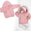 Rastúci pletený svetrík s kapucňou, zapínanie gombíkmi - púdr. růžový (Velikost 56/62)
