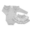 BABY NELLYS  2-dílná sada, body dl.rukáv + suknička s krajkou a volánky, šedá (Velikost 68 (3-6m))