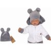 Z&Z Velurová, semišková čepička s oušky Teddy, šedá (Velikost 56/62 (0-3m))