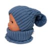 pletena zimna ciapka s brmbolcom komincek baby nellys modra jeans vel 48 52cm