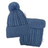 pletena zimna ciapka s brmbolcom komincek baby nellys modra jeans vel 48 52cm