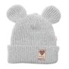 Pletená bavlněná čepice s oušky, dvouvrstvá, Hand Made Baby Nellys, šedá (Velikost 56/62 (0-3m))