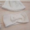 Pletená ažurková sada 4D, tunika, polodupačky, čepička + čelenka Kazum, bílá (Velikost 62 (2-3m))