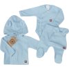 Sada do porodnice 4D, žebrovaná, body, polodupačky, kabátek a čepička, modrá (Velikost 62 (2-3m))