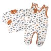 Baby Nellys  2-dílná sada, bavlněné dupačky s košilkou Car, smetanové (Velikost 50 (0-1m))