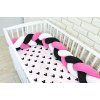 Baby Nellys Mantinel pletený cop s povlečením Mickey - černá, bílá, růžová (Velikost povlečení 120x90)