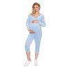 Be MaaMaa Těhotenské, kojící velurové pyžamo 3/4 - modré, vel. S/M (Velikost oblečení S/M)