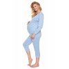 Be MaaMaa Těhotenské, kojící velurové pyžamo 3/4 - modré, vel. S/M (Velikost oblečení S/M)