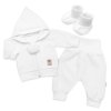 3-dílná souprava Hand made, pletený kabátek, kalhoty a botičky, bílá (Velikost 56 (1-2m))