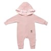 Baby Nellys Teplákový overal s kapucí a volánkem, New Bunny - pudrová (Velikost 86 (12-18m))